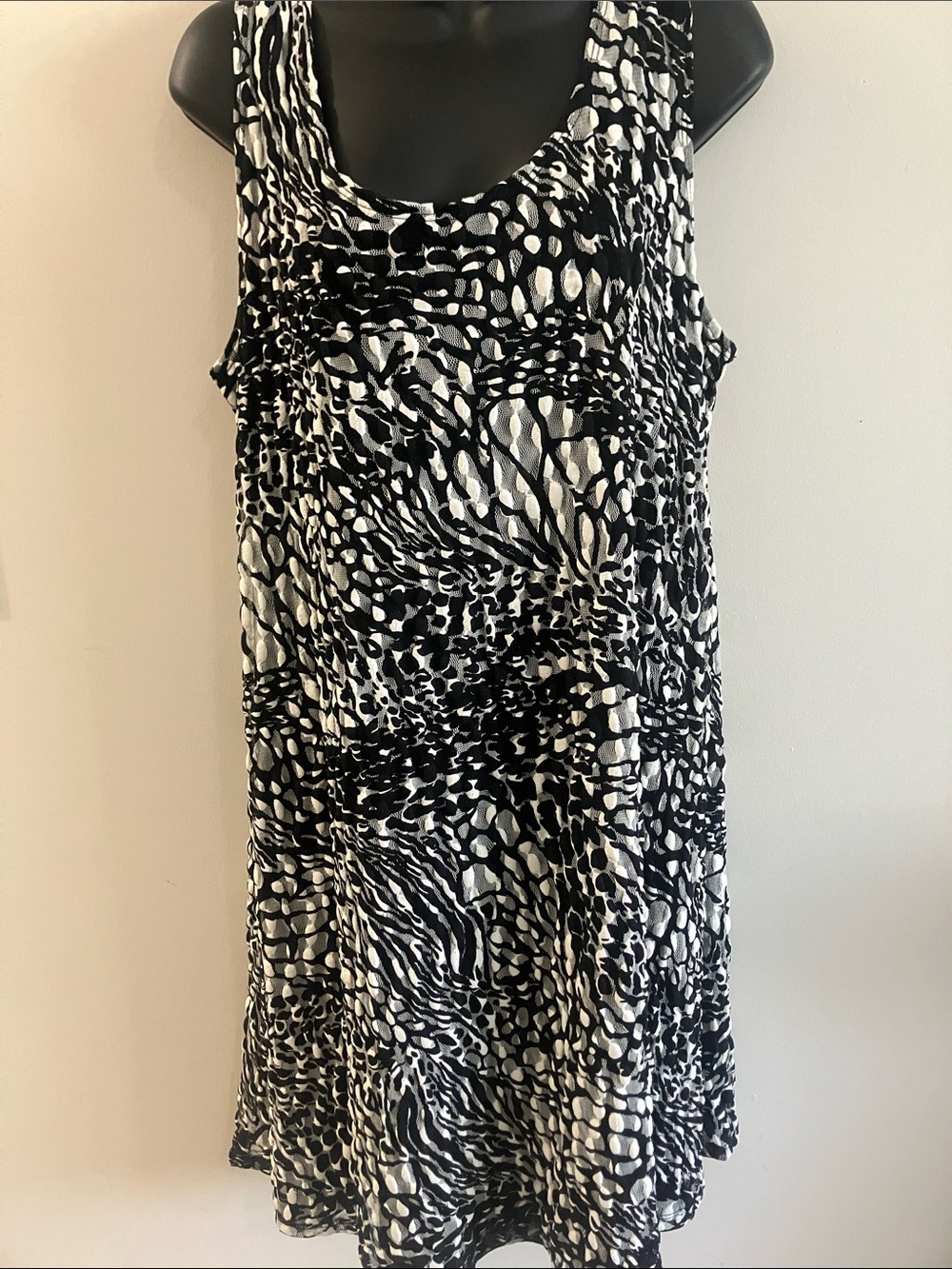 Tradition Black & White Printed Sleeveless Dress. Size 18
